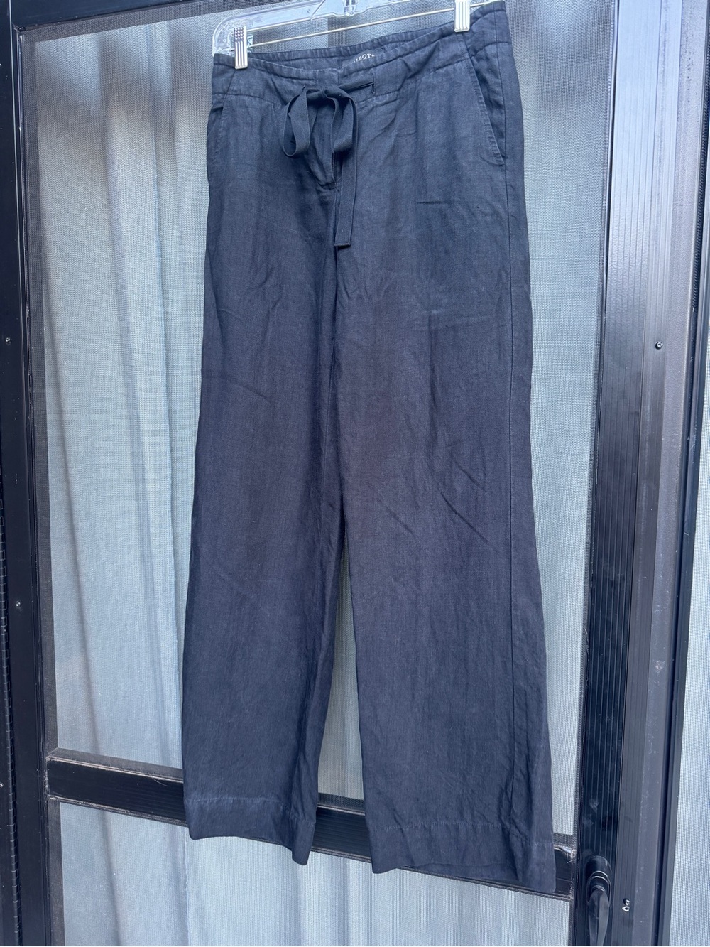 Talbots Signature Black Linen Wide Leg Drawstring Pants Size 4